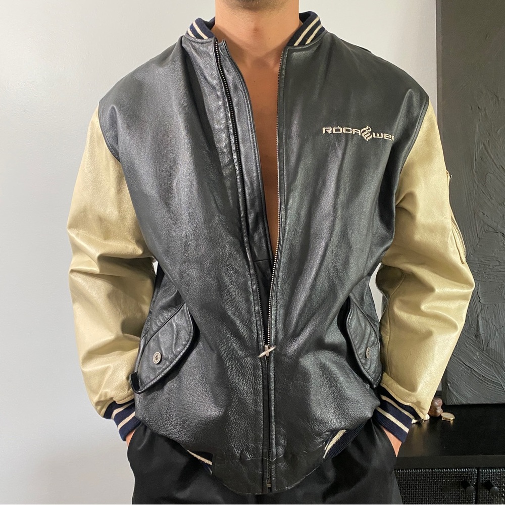 90s vintage to ROCAWEAR leather jacket.